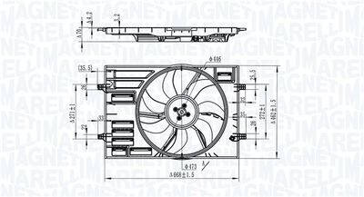 Вентилятор, охлаждение двигателя MAGNETI MARELLI 069422828010 для VW T-ROC