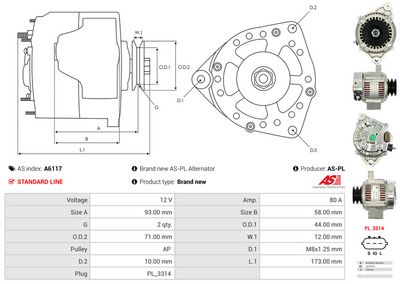 GENERATOR / ALTERNATOR AS-PL A6117 5