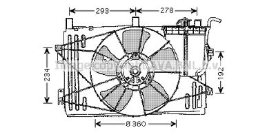 Вентилятор, охлаждение двигателя AVA QUALITY COOLING TO7508 для TOYOTA AVENSIS