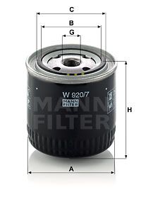 W 920/7 MANN-FILTER Масляный фильтр