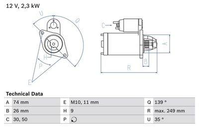 Startmotor BOSCH 0 986 024 120