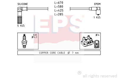Комплект проводов зажигания EPS 1.500.655 для FIAT ELBA