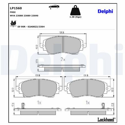 BREMSBELAGSATZ SCHEIBENBREMSE DELPHI LP1560