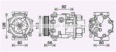 Компрессор, кондиционер AVA QUALITY COOLING PEK415 для CITROËN JUMPY