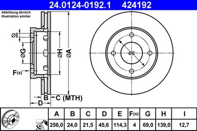 ATE 24.0124-0192.1 Тормозные диски  для SMART FORFOUR (Смарт Форфоур)