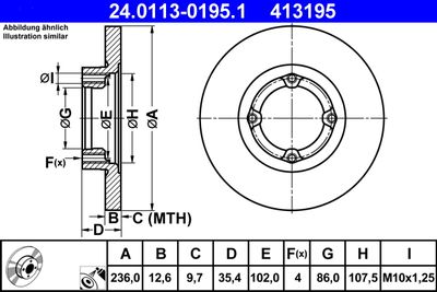 Тормозной диск ATE 24.0113-0195.1 для CHEVROLET SPARK
