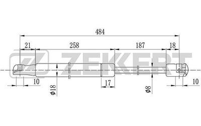 Газовая пружина, крышка багажник ZEKKERT GF-1602 для HYUNDAI ELANTRA