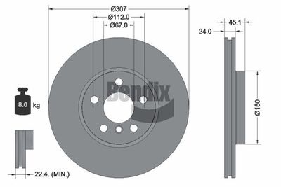 спирачен диск BENDIX Braking BDS2331HC
