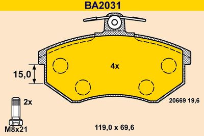 BA2031 BARUM Комплект тормозных колодок, дисковый тормоз