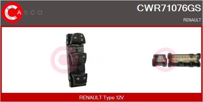 Выключатель, стеклолодъемник CASCO CWR71076GS для RENAULT KADJAR