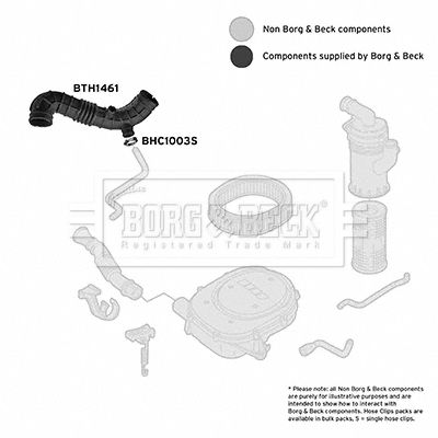 Intake Hose, air filter Borg & Beck BTH1461