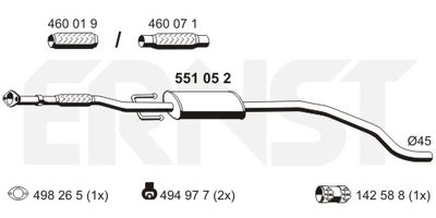 Средний глушитель выхлопных газов ERNST 551052 для FIAT GRANDE