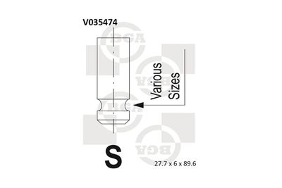 BGA V035474 Клапан впускний для LOTUS (Лотус)