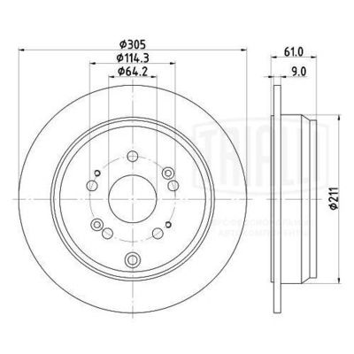 TRIALLI DF 230116 Тормозные диски для HONDA CR-V II (RD_) 2.2 CTDi (RD9) TRIALLI DF 230116 Тормозные диски для HONDA CR-V II (RD_) 2.2 CTDi (RD9)
