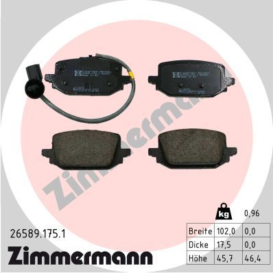 Zestaw klocków hamulcowych, hamulce tarczowe ZIMMERMANN 26589.175.1