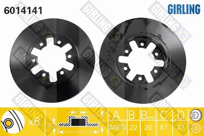 GIRLING 6014141 Тормозные диски для IVECO TRAKKER AD 340T45, AT 340T45