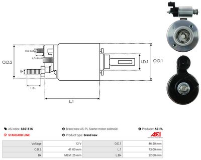 Elektromagnetický spínač, štartér AS-PL SS6151S