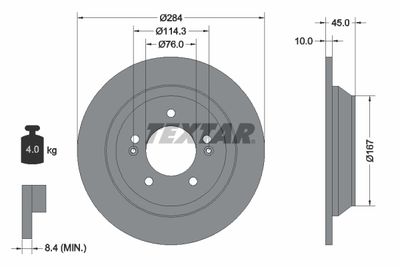 Тормозной диск TEXTAR 92267803 для KIA SELTOS