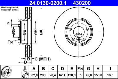 Тормозной диск ATE 24.0130-0200.1 для BMW X5