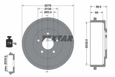 Тормозной барабан TEXTAR 94024400 для FORD TRANSIT