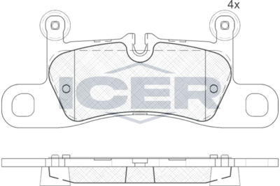 комплект спирачно феродо, дискови спирачки ICER