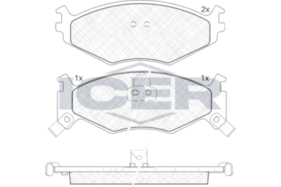 комплект спирачно феродо, дискови спирачки ICER 141056-205