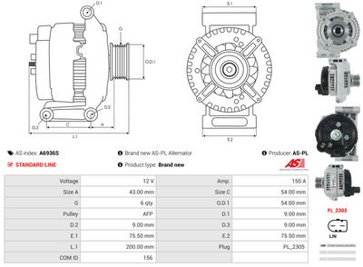 GENERATOR / ALTERNATOR AS-PL A6936S 4