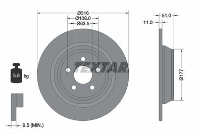 Тормозной диск TEXTAR 92291903 для FORD USA EDGE