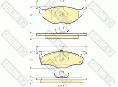 Комплект тормозных колодок, дисковый тормоз GIRLING 6113752 для VW LUPO