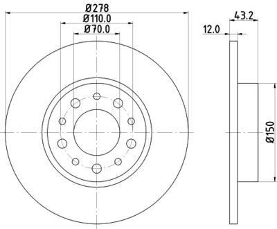Тормозной диск HELLA 8DD 355 112-541 для ALFA ROMEO SPIDER
