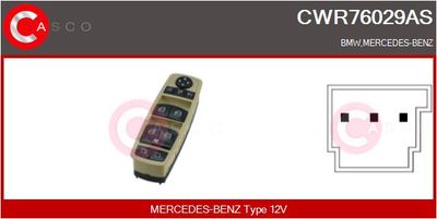 Выключатель, стеклолодъемник CASCO CWR76029AS для MERCEDES-BENZ R-CLASS