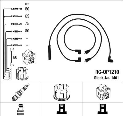 Комплект проводов зажигания NGK 1401 для OPEL CAMPO