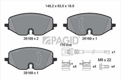 Sada brzdových destiček, kotoučová brzda PAGID T2892N