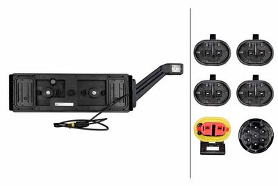 Achterlicht Links (LED, 24V, met indicator, anti-fog licht, achteruitrijlicht, met stoplicht, parkeerlicht, driehoekige reflector, met verlengarm lamp, dynamische indicator, horizontale bevestiging, a