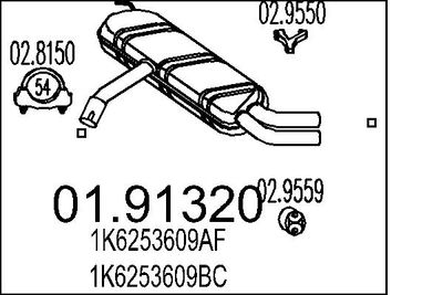 MTS 01.91320 Глушитель выхлопных газов  для AUDI A3 (Ауди А3)