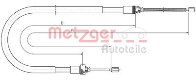 Тросик, cтояночный тормоз METZGER 10.6033 для PEUGEOT 206+