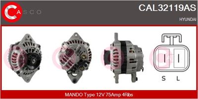 Генератор CASCO CAL32119AS для HYUNDAI LANTRA