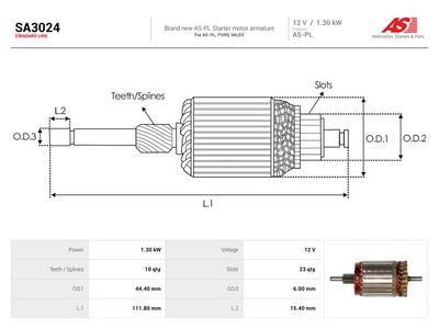 Reläankare, startmotor AS-PL SA3024