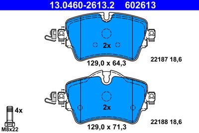 Комплект тормозных колодок, дисковый тормоз ATE 13.0460-2613.2 для BMW X2
