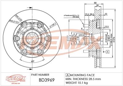 Тормозной диск FREMAX BD-3969 для CHEVROLET S10