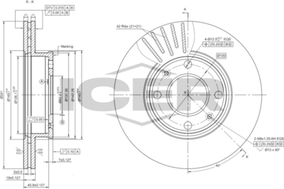 спирачен диск ICER 78BD0570-2
