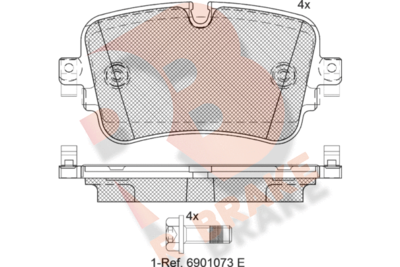 Комплект тормозных колодок, дисковый тормоз R BRAKE RB2248 для VW TOUAREG