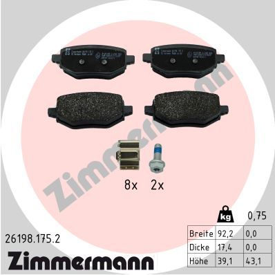 ZIMMERMANN Bremsbelagsatz, Scheibenbremse (26198.175.2)
