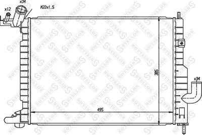 Радиатор, охлаждение двигателя STELLOX 10-26048-SX для OPEL VECTRA