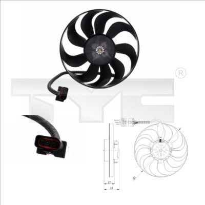 Вентилятор, охлаждение двигателя TYC 837-0001 для AUDI TT