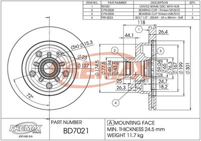 Тормозной диск FREMAX BD-7021-KT для CHEVROLET CAPRICE