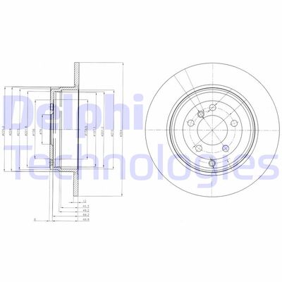DELPHI BG4066 Тормозные диски  для LAND ROVER RANGE ROVER III (L322) 4.4 4x4