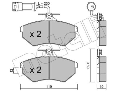 Комплект тормозных колодок, дисковый тормоз METELLI 22-0050-3 для VW CORRADO