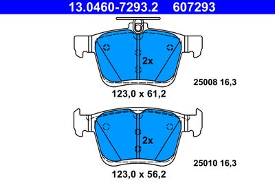 Комплект тормозных колодок, дисковый тормоз ATE 13.0460-7293.2 для VW TAOS