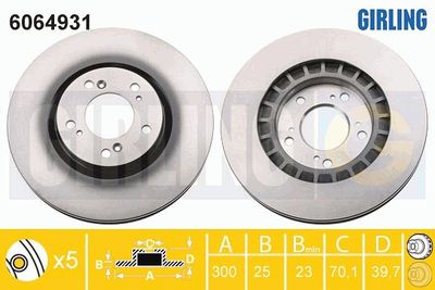 Тормозной диск GIRLING 6064931 для HONDA S2000